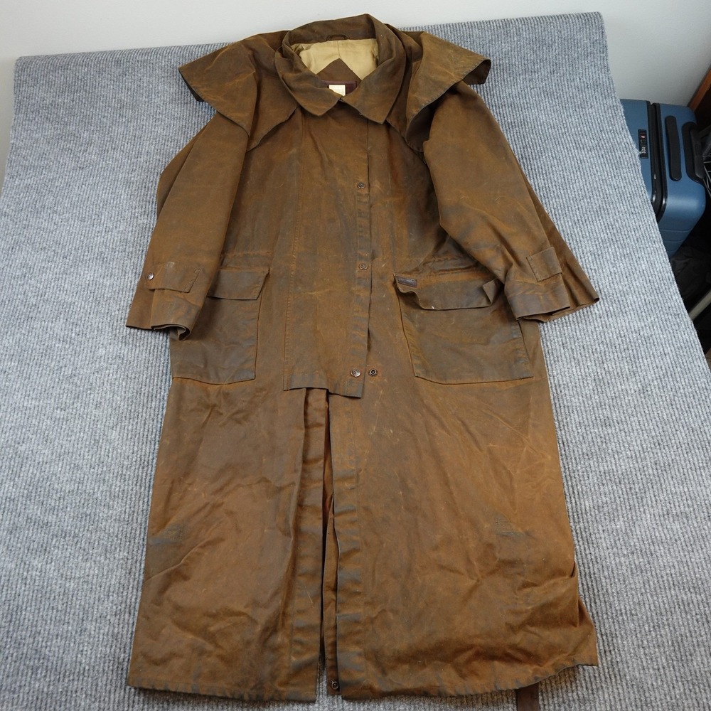 Outback Trading Low Rider Coat Mens XL Brown Waxed Canvas Rain Duster 2040